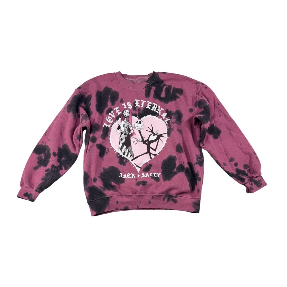 Disney Nightmare Before Christmas Jack Sally Tie Dye Sweatshirt Purple Large L - Picture 2 of 6